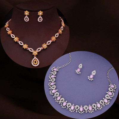 Vedda Brass Gold-plated Rose Gold, Yellow, Purple Jewellery Set(Pack of 1)