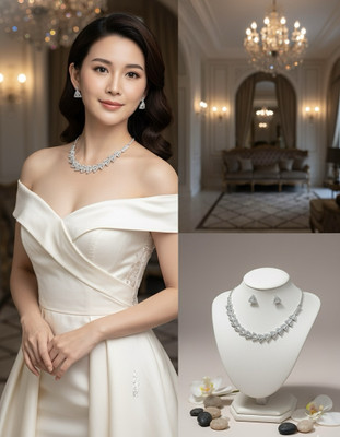 Glowria and grace Brass, Alloy Silver, Rhodium White Jewellery Set(Pack of 2)