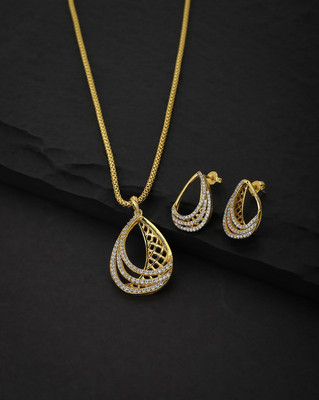 CARLTON LONDON Brass Gold-plated Gold Jewellery Set(Pack of 1)