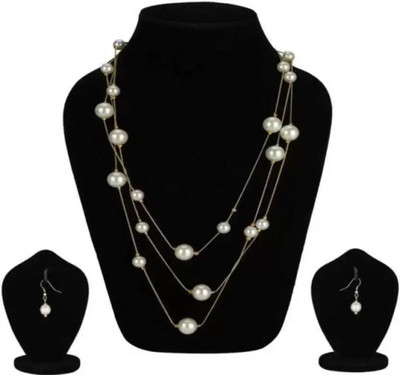 KieShna Mother of Pearl Gold-plated White Jewellery Set(Pack of 1)