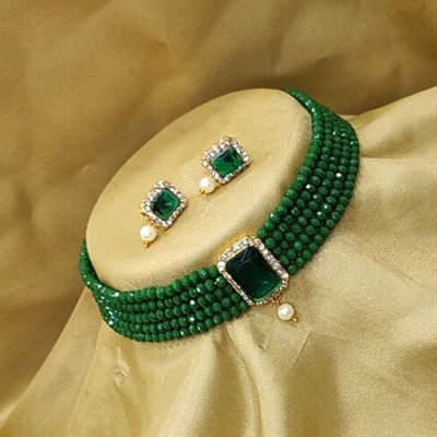 radhee imitation Brass, Crystal Brass Green Jewellery Set(Pack of 1)