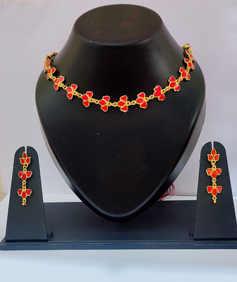 PC DEALER Copper Gold-plated Red Jewellery Set(Pack of 1)