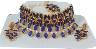 ANRA JEWEL Mother of Pearl, Alloy Gold-plated Blue, Blue, Gold Jewellery Set(Pack of 1)