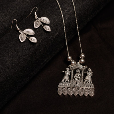 SUZEN Brass, Oxidised Silver Silver Jewellery Set(Pack of 1)