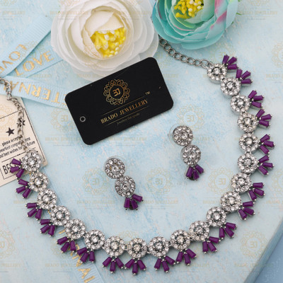 Divastri Brass Gold-plated Silver, White, Purple Jewellery Set(Pack of 1)