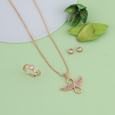 Radheshyam Creation Alloy Gold-plated Rose Gold Jewellery Set(Pack of 4)