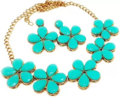 White pearl Alloy Gold-plated Green Jewellery Set(Pack of 1)