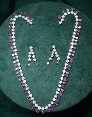 gvg Alloy Rhodium Pink Jewellery Set(Pack of 2)