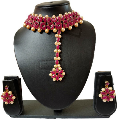 STYLISH DUDE Alloy Pink Jewellery Set(Pack of 1)