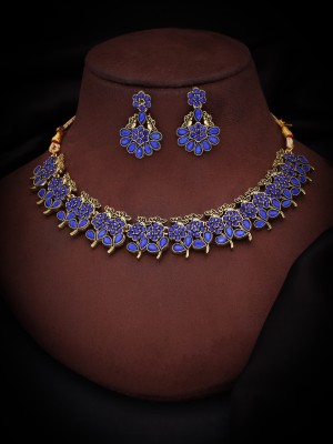 Vedda Brass Gold-plated Gold, Blue Jewellery Set(Pack of 1)