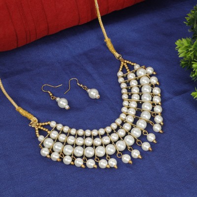 Oxidized Heaven Alloy Gold-plated White Jewellery Set(Pack of 1)