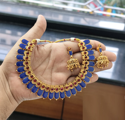 Shilpa Creation Brass Blue, Gold Jewellery Set(Pack of 1)