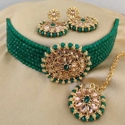Padmavati Bangles Alloy Gold-plated Green Jewellery Set(Pack of 1)