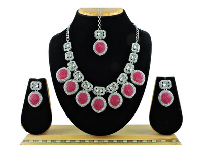 VATSALYA creation Alloy Gold-plated Ruby Red Jewellery Set(Pack of 1)
