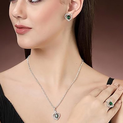 JIYANSHI ENTERPRISE Alloy Silver Green Jewellery Set(Pack of 1)