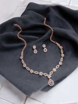 Matram Alloy Rhodium White Jewellery Set(Pack of 1)