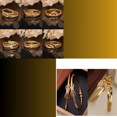 Vedda Brass Gold-plated Red, Grey Jewellery Set(Pack of 8)