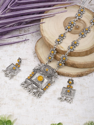 Lathar Alloy Yellow Jewellery Set(Pack of 1)