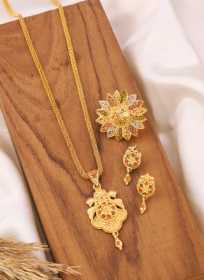 Makezak Brass Gold-plated Multicolor Jewellery Set(Pack of 1)