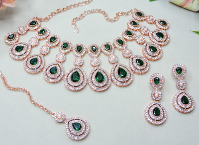 VATSALYA creation Alloy Gold-plated Green Jewellery Set(Pack of 1)
