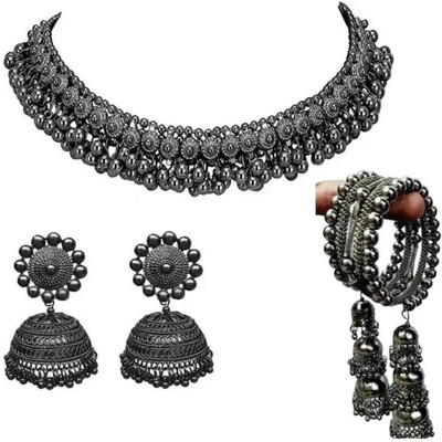 COSMODUST Oxidised Silver Black Silver Black Jewellery Set(Pack of 1)