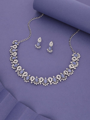 brado jewellery Brass Gold-plated Silver, White, Blue Jewellery Set(Pack of 1)