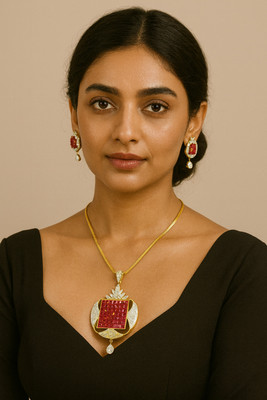 rajlaxmi Oxidised Silver Gold-plated White, Red Jewellery Set(Pack of 1)