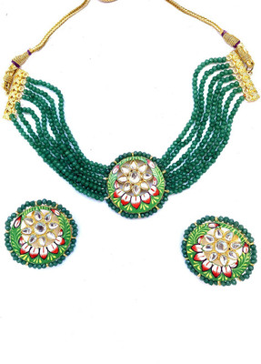 NIKYANKA Alloy Gold-plated Green Jewellery Set(Pack of 1)