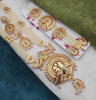 uncurb Brass, Mother of Pearl Gold-plated Multicolor Jewellery Set(Pack of 2)