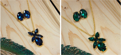 Ronak Fashion Alloy Gold-plated Blue, Green Jewellery Set(Pack of 2)