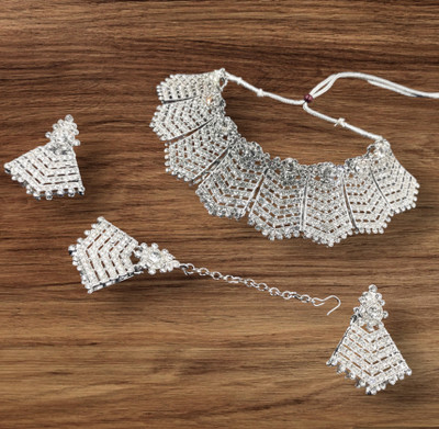 AK JEWEL STORES Alloy Rhodium White Jewellery Set(Pack of 4)