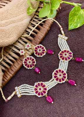 Dado sutho Alloy Gold-plated Pink Jewellery Set(Pack of 1)