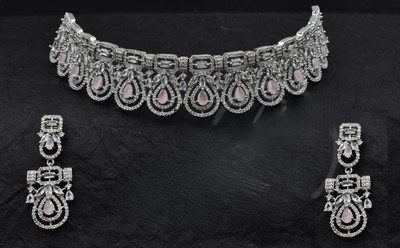 gvg Alloy Rhodium Pink Jewellery Set(Pack of 2)