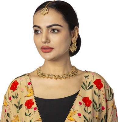 Shining Jewel Brass Gold-plated Beige Jewellery Set(Pack of 1)