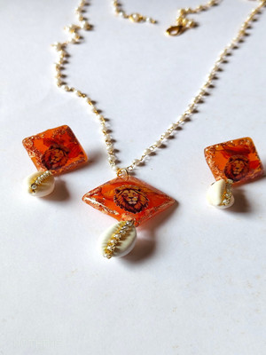 SMARVA Resin Orange Jewellery Set(Pack of 1)