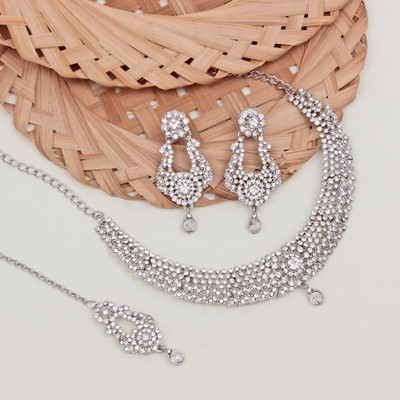 Atasi International Alloy Rhodium Silver Jewellery Set(Pack of 3)