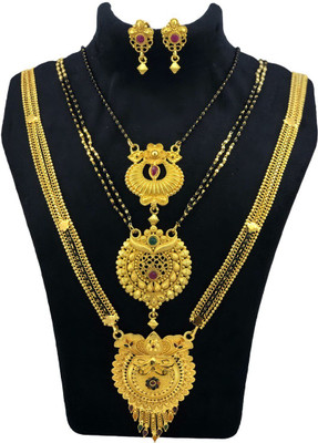JRD GLOBAL Brass Gold-plated Multicolor, Gold Jewellery Set(Pack of 4)