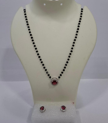JAIVASSILVER Sterling Silver Silver Maroon, Black Jewellery Set(Pack of 1)
