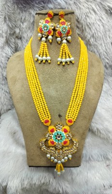 Pakheecreation Crystal Gold-plated Yellow Jewellery Set(Pack of 1)