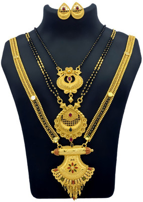 JRD GLOBAL Brass Gold-plated Multicolor, Gold Jewellery Set(Pack of 4)
