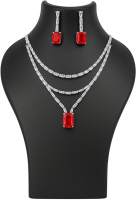 Henuka Copper Silver Red, Silver Jewellery Set(Pack of 1)