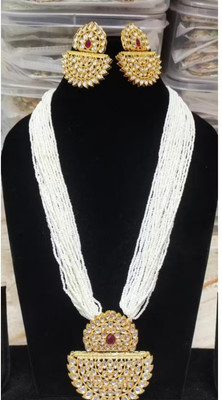 SatnamCreation Alloy Gold-plated White Jewellery Set(Pack of 1)