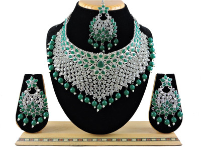 VATSALYA creation Alloy Gold-plated Green, Silver Jewellery Set(Pack of 1)