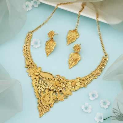 vrindora Brass, Alloy Gold-plated Gold, Brown Jewellery Set(Pack of 1)