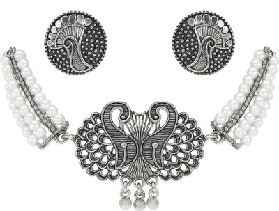 Noya Oxidised Silver Silver White Jewellery Set(Pack of 1)