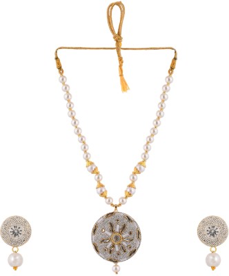 Avisha Brass White Jewellery Set(Pack of 1)