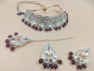 R A Enterprises Alloy Gold-plated Purple Jewellery Set(Pack of 1)