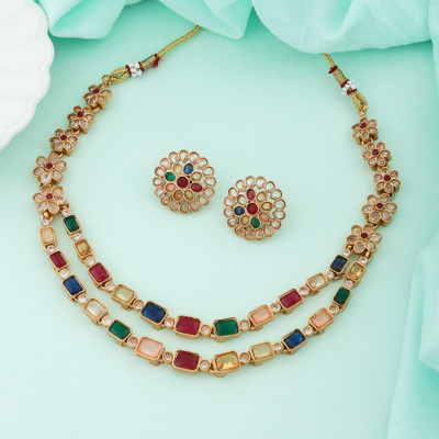 Grisha Jewellery Brass Gold-plated Multicolor Jewellery Set(Pack of 1)