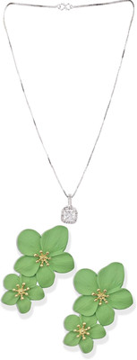 Gauri Fashions Stone Silver, Green Jewellery Set(Pack of 1)