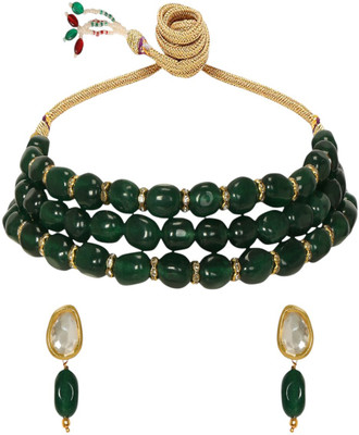 ANOUK Brass Gold-plated Green Jewellery Set(Pack of 3)